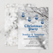 Invitation Winter Wonderland Snow Christmas Party Blue White (Devant / Derrière)