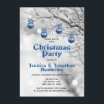 Invitation Winter Wonderland Snow Christmas Party Blue White<br><div class="desc">Impressionnez vos invités avec ces cartes d'invitation élégantes et festives à la fête de Noël.  Branche des merveilles hivernales avec neige et ornements bleus suspendus.  Les lettres dans la neige sont plafonnées.  Personnalisez-les avec vos informations.  Parfait pour les fêtes de bureau,  les fêtes de maison,  les événements d'entreprise... .</div>