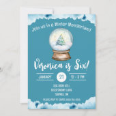 Invitation Winter Wonderland, Snow Globe fête d'anniversaire  (Devant)