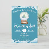 Invitation Winter Wonderland, Snow Globe fête d'anniversaire (Debout devant)