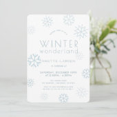 Invitation Winter Wonderland Snowflake Blue Anniversaire (Debout devant)