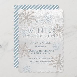 Invitation Winter Wonderland Snowflake Blue Anniversaire