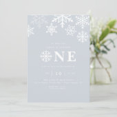 Invitation Winter Wonderland Snowflake Boys Blue Birthday (Debout devant)