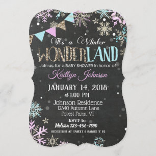Invitation Winter Wonderland Snowflake Chalkboard Baby shower