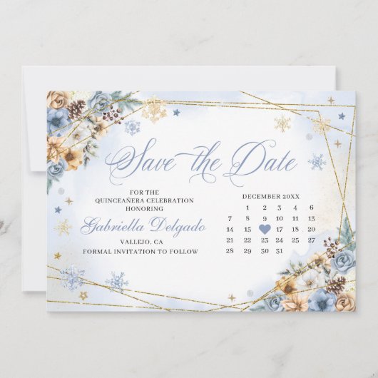 Invitation Winter Wonderland Snowflake Enregistrer la date (Devant)