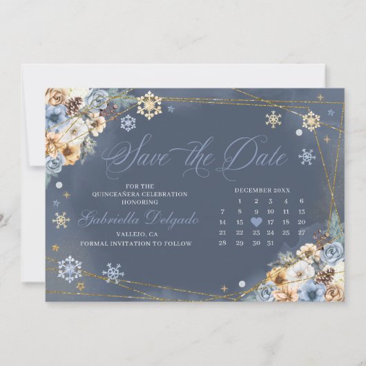 Invitation Winter Wonderland Snowflake Enregistrer la date (Devant)