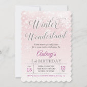 Invitation Winter Wonderland Snowflake Girl Birthday Party (Devant)