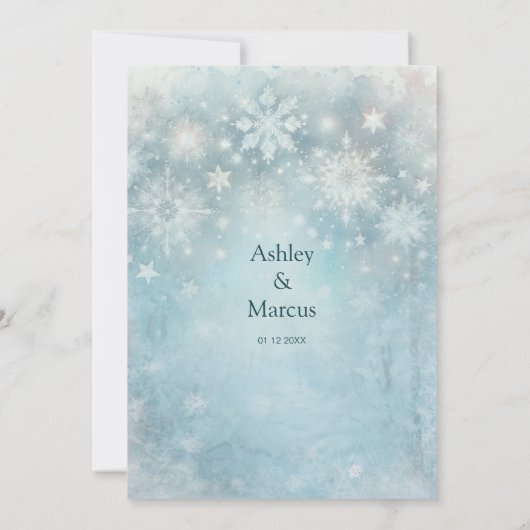 Invitation Winter Wonderland Snowflake Mariage (Dos)