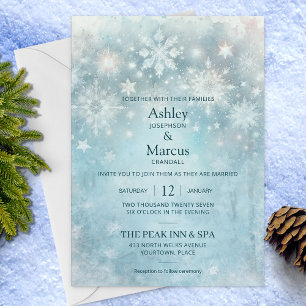 Invitation Winter Wonderland Snowflake Mariage