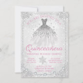 Invitation Winter Wonderland Snowflake Quinceanera (Devant)