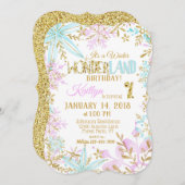 Invitation Winter Wonderland Snowflake Sparkday Anniversaire (Devant / Derrière)