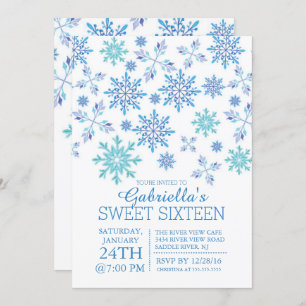 Invitation Winter Wonderland Snowflake Sweet sixteen Party
