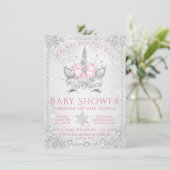 Invitation Winter Wonderland Snowflake Unicorn Baby shower (Debout devant)