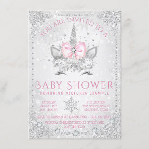 Invitation Winter Wonderland Snowflake Unicorn Baby shower
