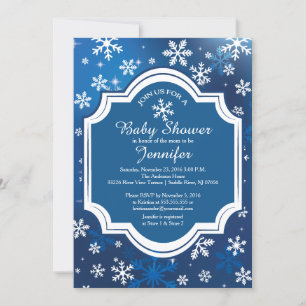 Invitation Winter Wonderland Snowflakes Baby shower neutre