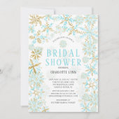 Invitation Winter Wonderland Snowflakes Fête des mariées (Devant)