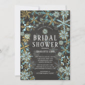 Invitation Winter Wonderland Snowflakes Fête des mariées (Devant)