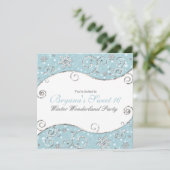 Invitation Winter Wonderland Snowflakes Silver Swirl Invitati (Debout devant)