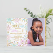 Invitation Winter Wonderland Snowflakes Sparkday Anniversaire (Debout devant)