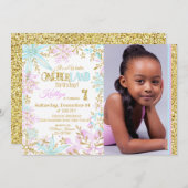 Invitation Winter Wonderland Snowflakes Sparkday Anniversaire (Devant / Derrière)