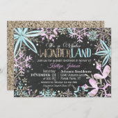 Invitation Winter Wonderland Snowflakes Sparkle Baby shower (Devant / Derrière)