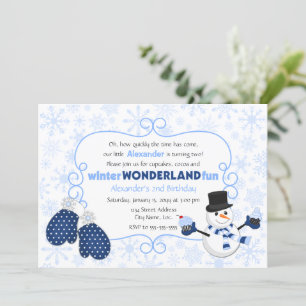 Invitation Winter Wonderland Snowman Anniversaire