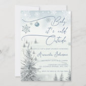 Invitation Winter Wonderland Son Froid Hors Baby shower Garço (Devant)