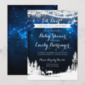 Invitation Winter Wonderland Starry Night Deer Baby shower (Devant / Derrière)