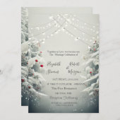 Invitation Winter Wonderland, String Lights Mariage de neige (Devant / Derrière)