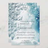 Invitation Winter Wonderland, String Lights Mariage Réception (Devant / Derrière)