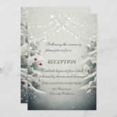 Invitation Winter Wonderland, String Lights Mariage Réception (Devant / Derrière)