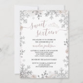 Invitation Winter Wonderland Sweet sixteen Blush Silver (Devant)