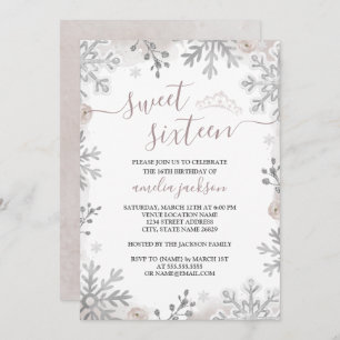 Invitation Winter Wonderland Sweet sixteen Blush Tiara