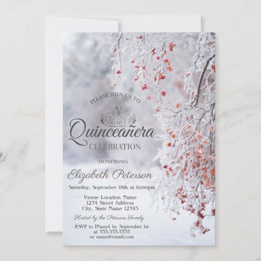 Invitation Winter Wonderland Tiara, Quinceañera (Devant)