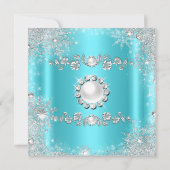 Invitation Winter Wonderland Turquoise Silver Snowflake Anniv (Dos)