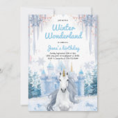 Invitation Winter Wonderland Unicorn Birthday (Devant)