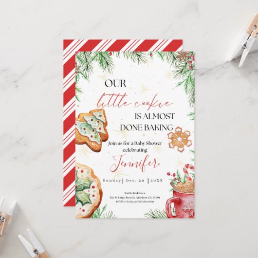 Invitation Winter Wonderland Watercolor Baby Shower (Devant/Arrière en situation)