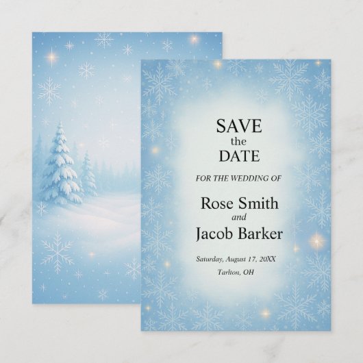 Invitation Winter Wonderland Wedding Enregistrer la date (Devant / Derrière)
