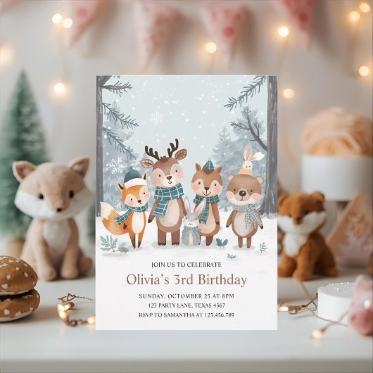 Invitation Winter Woodland Animals Birthday