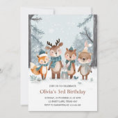 Invitation Winter Woodland Animals Birthday (Devant)