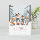 Invitation Winter Woodland Animals Birthday (Debout devant)