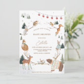Invitation Winter Woodland Animals Forest Baby Shower (Debout devant)