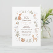 Invitation Winter Woodland Animals Wonderland Birthday (Debout devant)