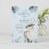 Invitation Winter Woodland Deer Anniversaire (Debout devant)