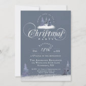 Invitation Winter Woodland Elégante Dusty Blue Noël Party (Devant)