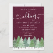 Invitation Winter Woodland Forest Bourgogne Mariage Qr Code (Devant)