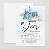 Invitation Winter Woodland Hills Deer Baby Shower (Devant / Derrière)