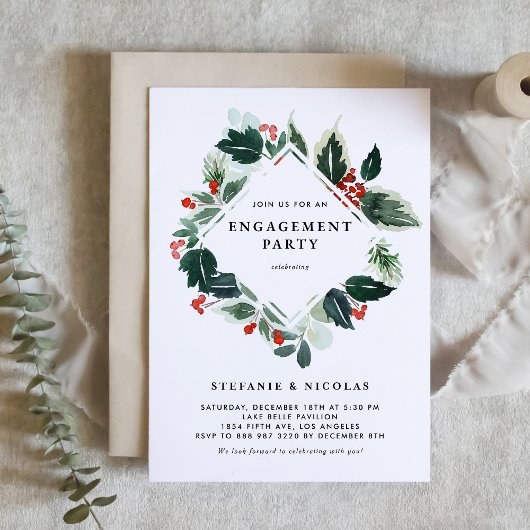 Invitation Winterberry et Holly Greenery