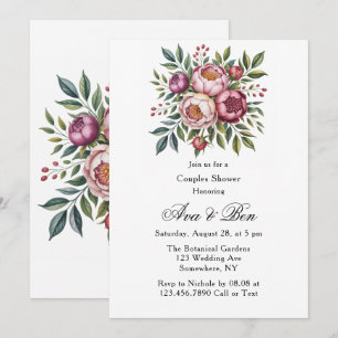 Invitation Winterberry Primrose Paint Floral Couples Douche