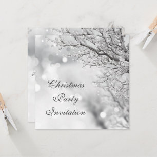 Invitation Wintery Scene & Bokeh Christmas Party